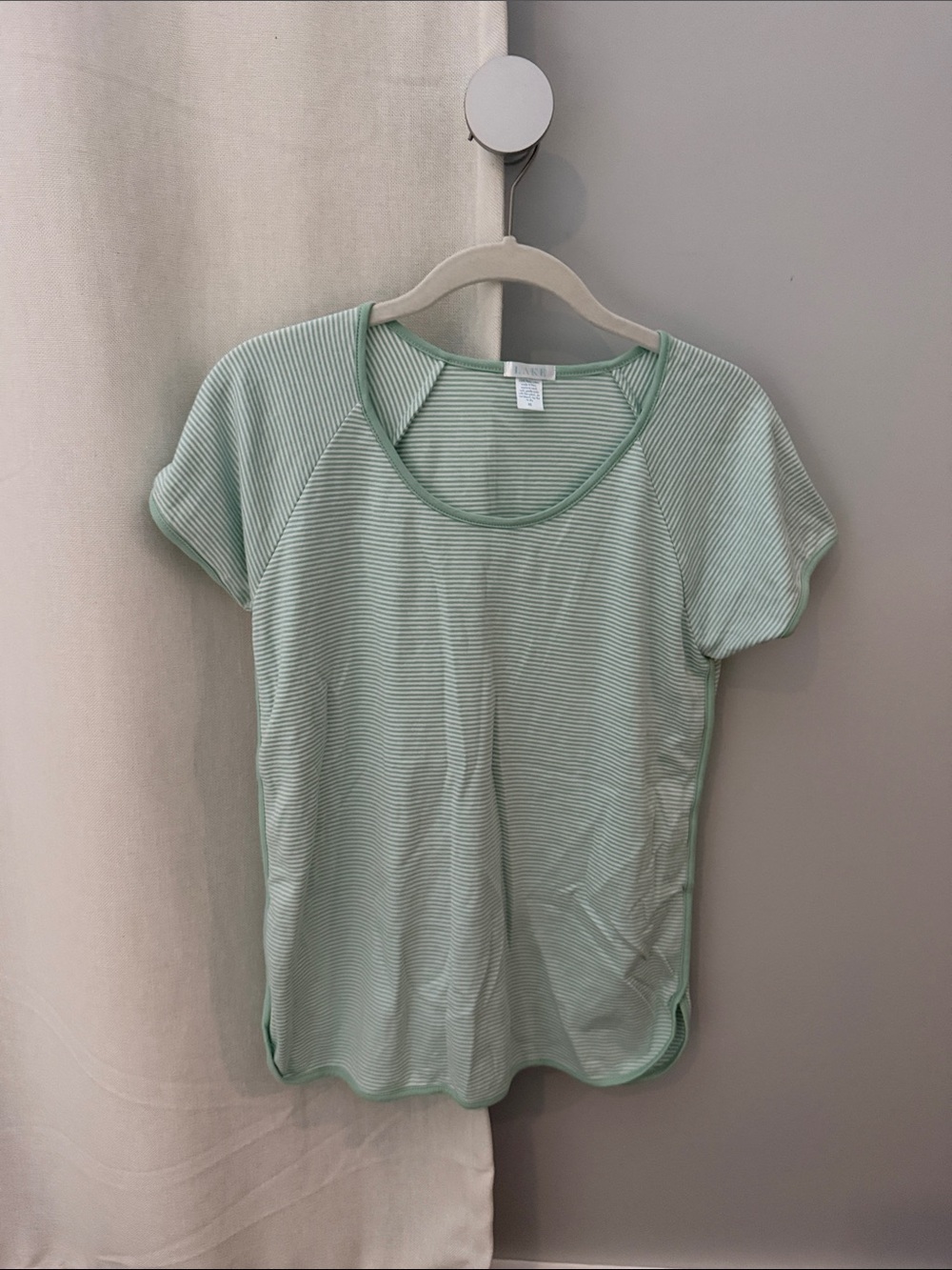 Mint Green Striped Short Sleeve Scoop Neck Tee